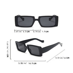 Vintage Rectangle Sunglasses Women Chunky Glasses 90s Lens