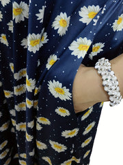 Women's Plus Daisy Print Maxi Tank Dress With Pockets