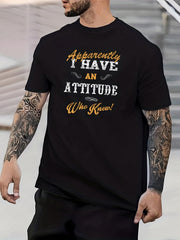 Attitude Print Men's Graphic Crew Neck Active T shirt