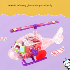 Wind Up Chain Transparent Airplane Helicopter Toy Party Small Gift