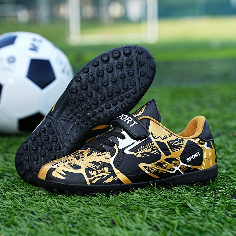 Boy's TF Football Boots Hook Loop Fastener Anti-skid Soccer Shoes