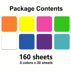160 Sheets Transparent Sticky Notes 4.29x4.29 Cm, 8 Pads Waterproof