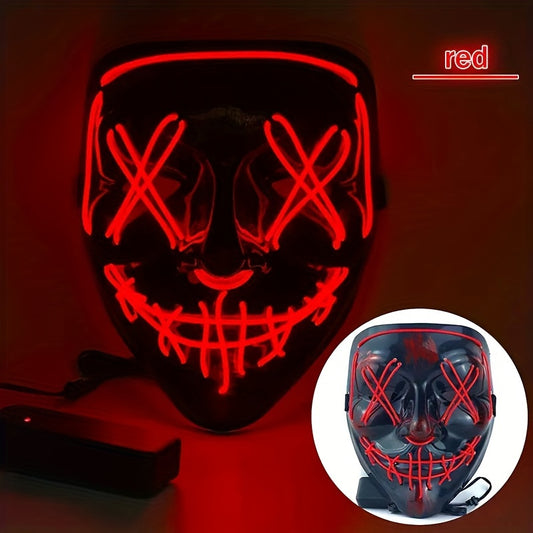 Men's Halloween LED Light Up Scary Mask Cosplay Costume Masquerade Party