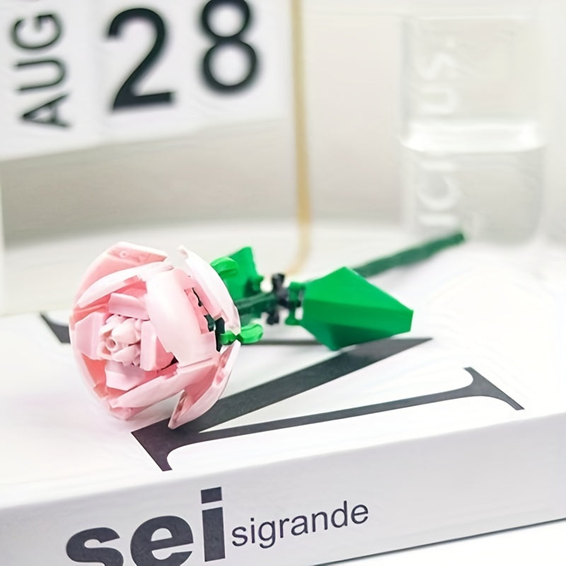 Building Block Flower Assembly Rose Gift DIY Eternal Flower