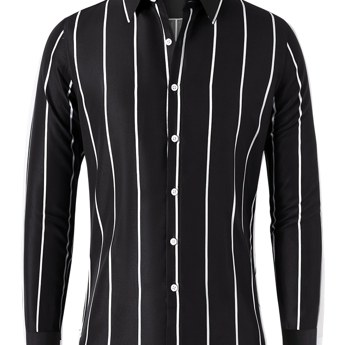 Vertical Stripe Formal Button Up Shirt for Men
