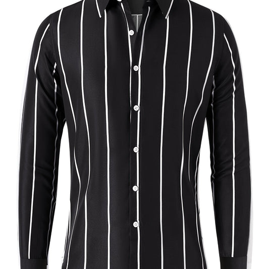 Vertical Stripe Formal Button Up Shirt for Men