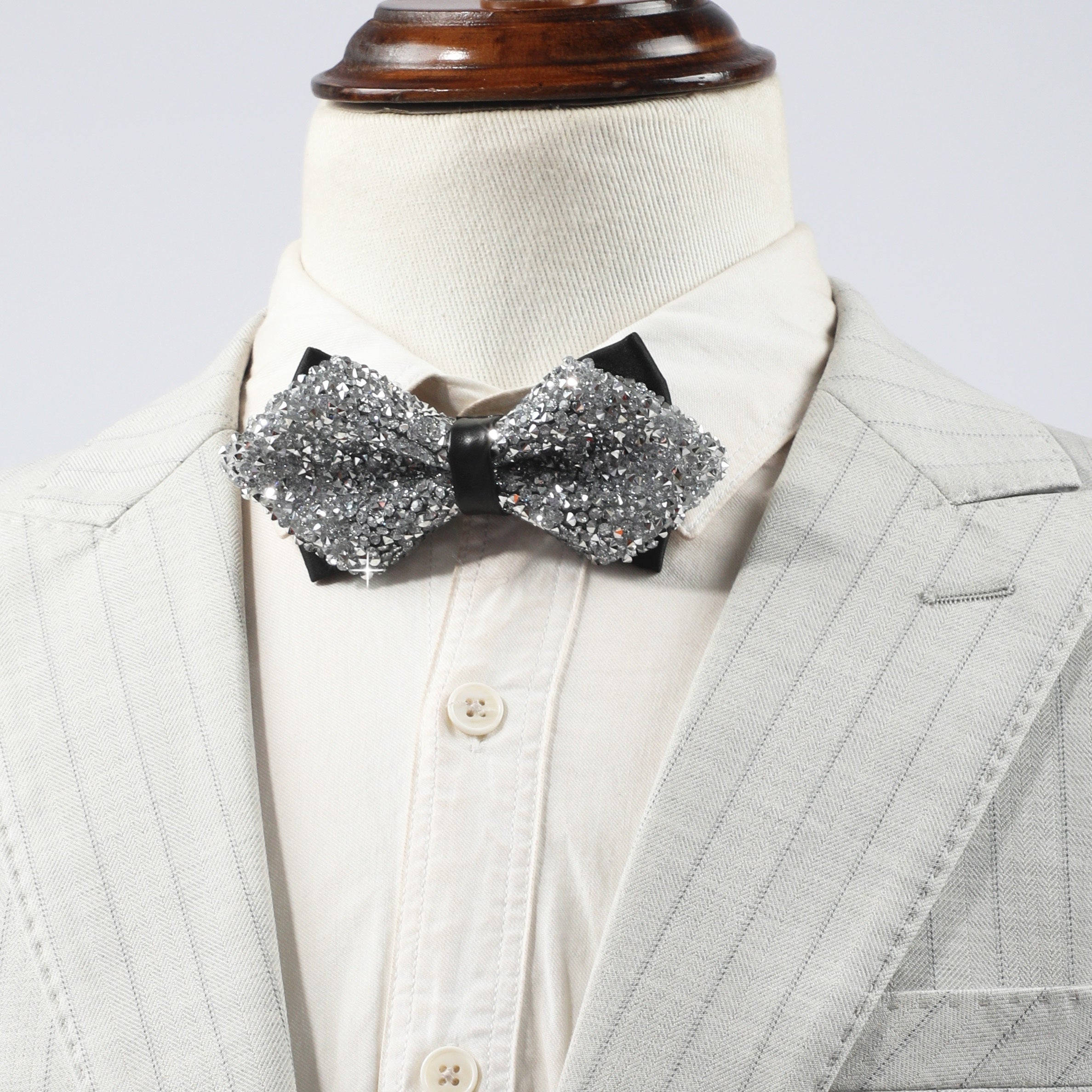 Rhinestone Gypsophila Double Layer Bow Tie For Men