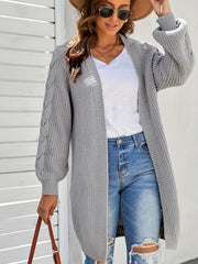 Twist Pattern Open Front Long Sleeve Cardigan