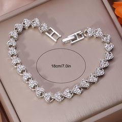 Heart Beaded Bracelet Inlaid Rhinestones Adjustable Hand Jewelry
