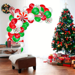 Christmas Balloon Garland Set Red Green Balloon Candy Cane Windmill Foil Balloon