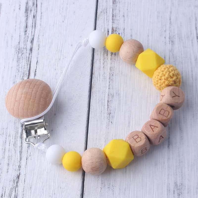 Beech Wood Chewable Pacifier Clips & Dummy Chain Anti Drop Protection