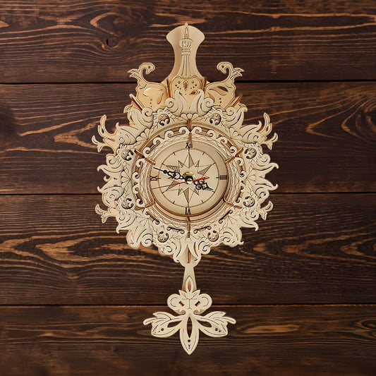 Vintage Wooden Puzzle Clock DIY Crafts Decoration