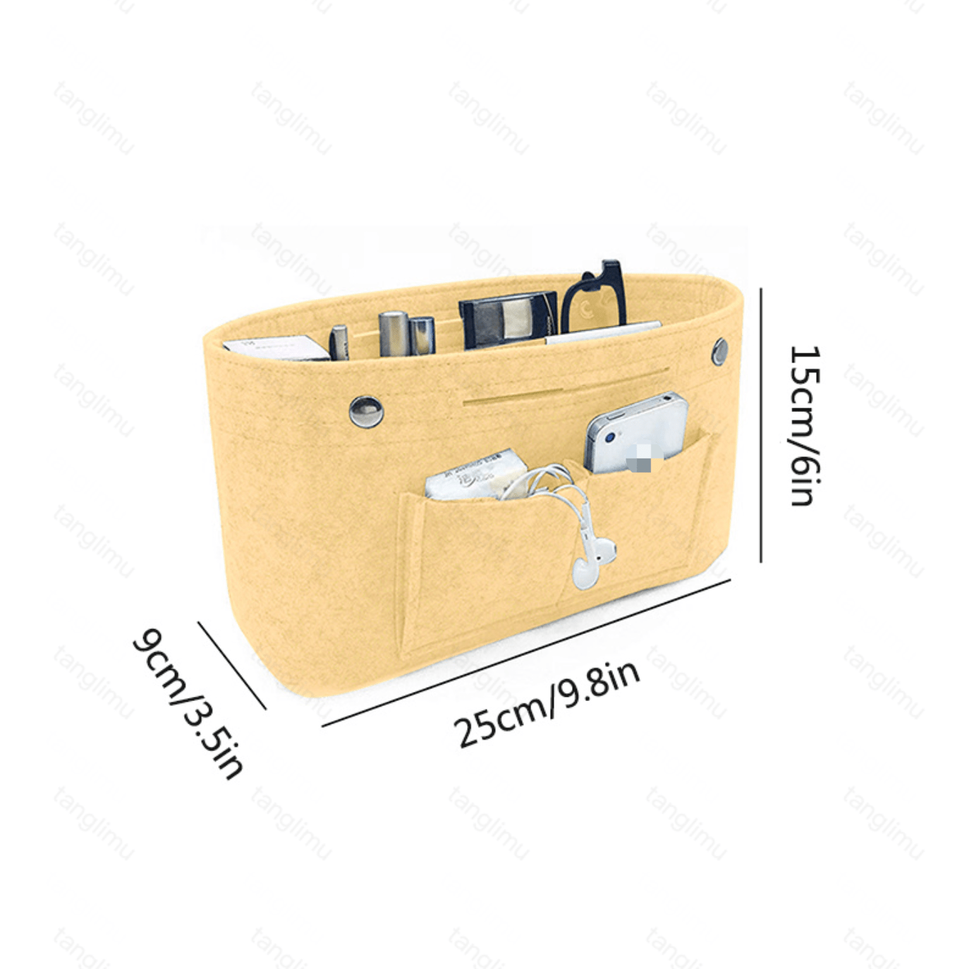 Portable Purse Organizer Insert with Pockets for Handbag