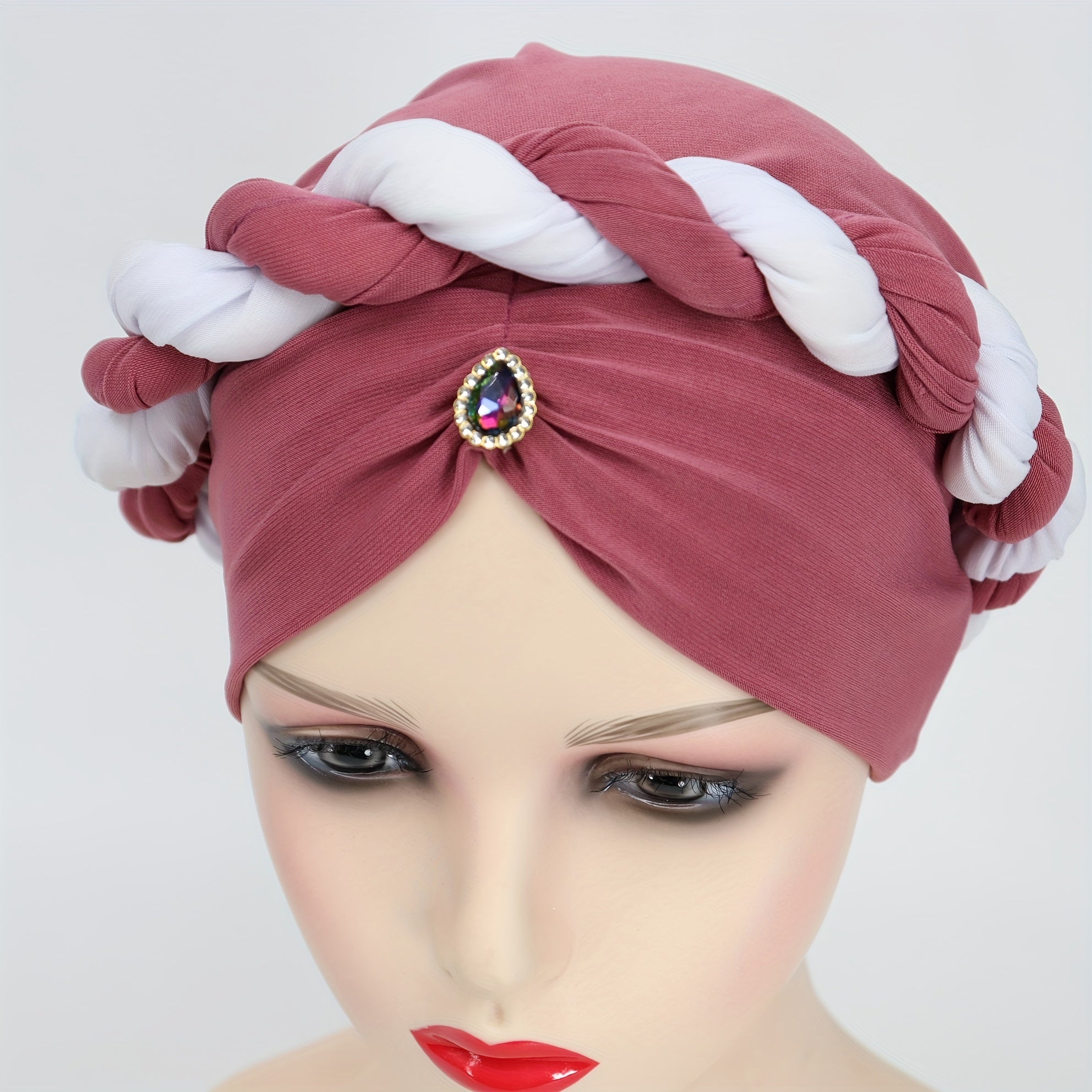 Crystal Pendant Turban Cap Elastic Head Wrap Ramadan Head Scarf