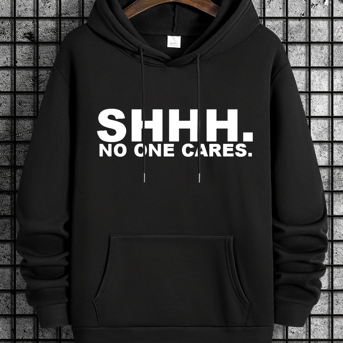 Funny Letter Print Hoodies For Men Graphic Sweatshirt With Kangaroo Pocket