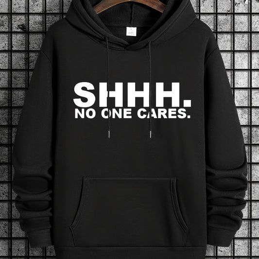 Funny Letter Print Hoodies For Men Graphic Sweatshirt With Kangaroo Pocket