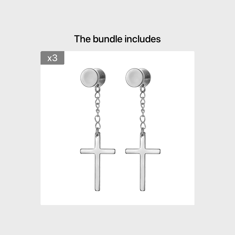 Men's Stainless Steel Cross Earrings