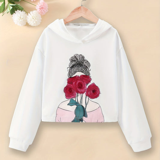 Girls' Flower & Girl Graphic Hoodie Sweatshirt