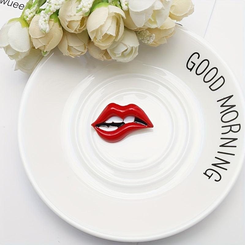 Red Lips Brooch Cartoon Enamel Pin Scarf Buckle Decorations
