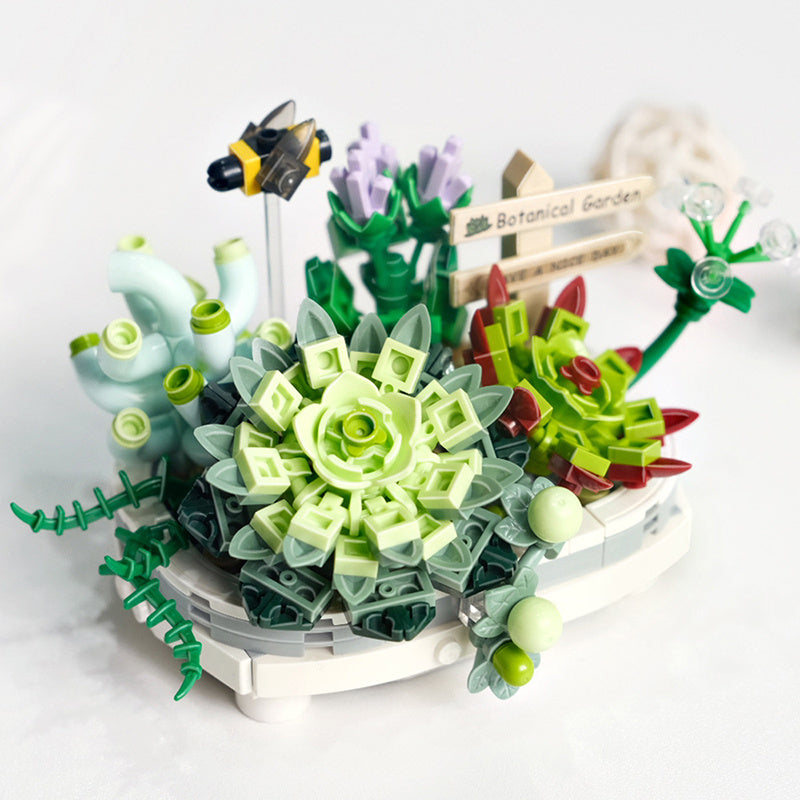 DIY 3D Model Home Decoration Mini Bonsai Building Blocks Flower Succulent