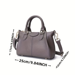 Leather Boston Bag Crossbody Bag With Adjustable Strap