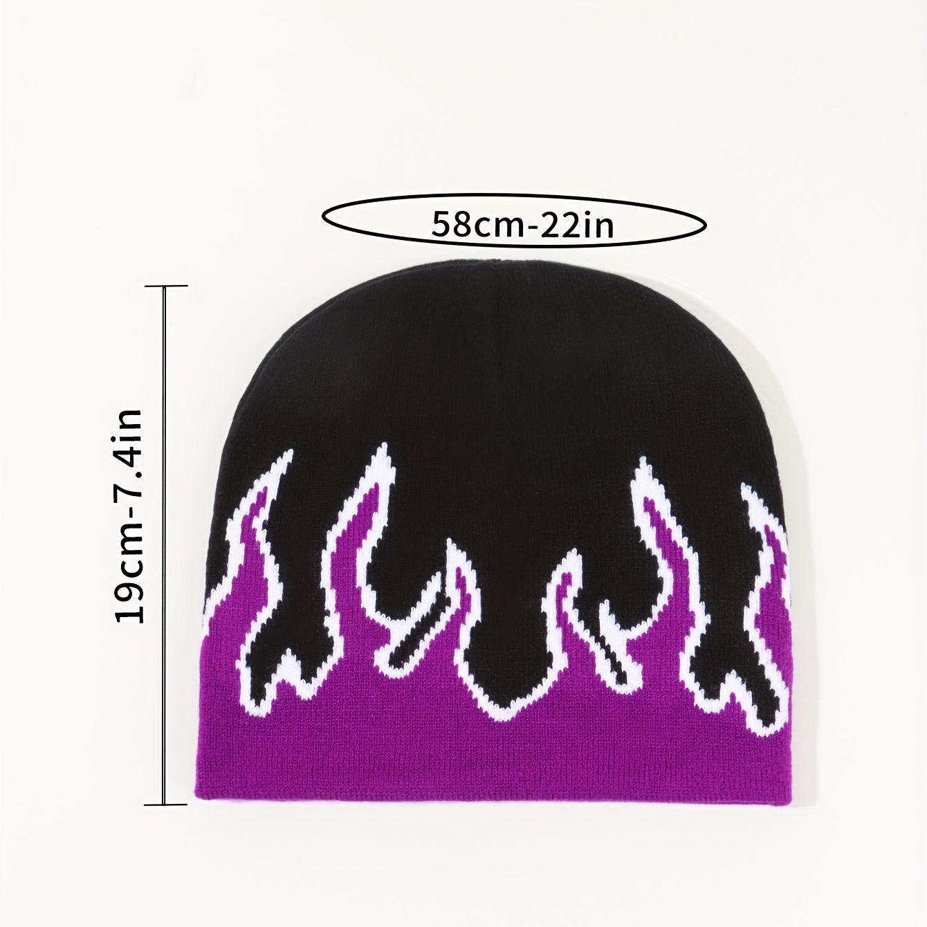 Y2K Flame Star Jacquard Beanie Hip Hop Knitted Warm Hat