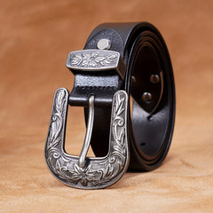 Carved Needle Buckle Retro Belt for Men