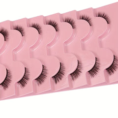 7 Pairs Thick Fluffy Cat Eye Faux Mink False Eyelashes