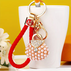 Men's Mini Key Ring Pearl Key Chain Gift Handbag Shape Bag Ornament
