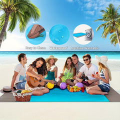 Waterproof & Sandproof Beach Blanket for 5-8 Adults, Lightweight & Portable