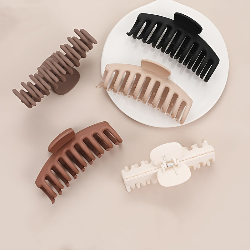 5pcs Solid Hair Claw Clip Strong Hold Grip Hair Jaw Clip Thick Hair Accessories