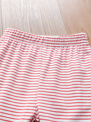 Girls Striped Strawberry Leggings with Ruffle Trim