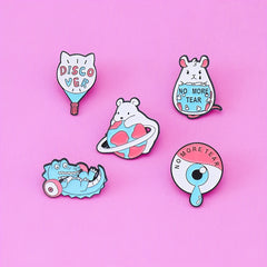 Dino Barbell Big Eyeball Brooch Men