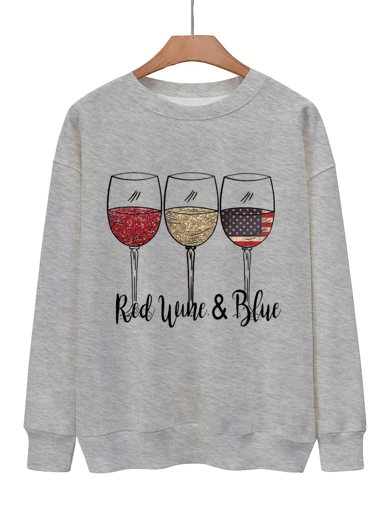 Graphic Print Pullover Sweatshirt Women's Casual Crew Neck Fall & Winter