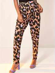 Leopard Print High Rise Trousers