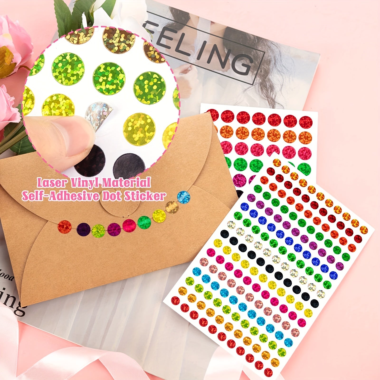 2530pcs Glitter Circle Dot Stickers for Colorful Labeling
