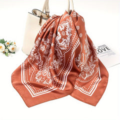 Paisley Print Silk Square Scarf Head Wrap Neckerchief Accessories