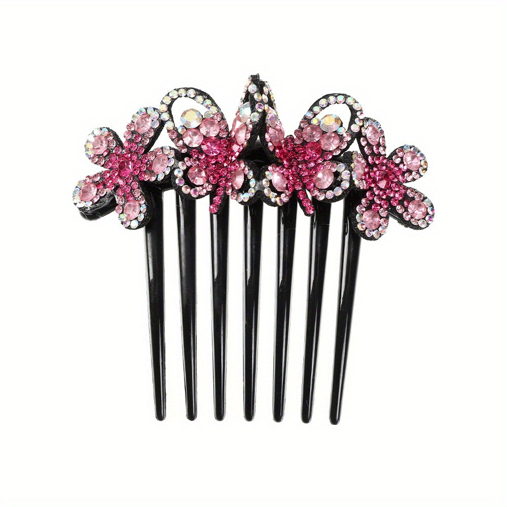 Flower & Rhinestone Hair Comb Hair Pin Hair Styling Accessory