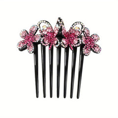 Flower & Rhinestone Hair Comb Hair Pin Hair Styling Accessory