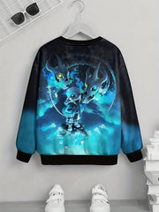 Dragon Skeleton Print Tee Boys Round Neck Casual Short Sleeve T-shirt