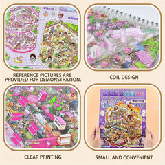 House Scene Sticker Book Extra Large Size Capybara & Rabbit Bakery Themes