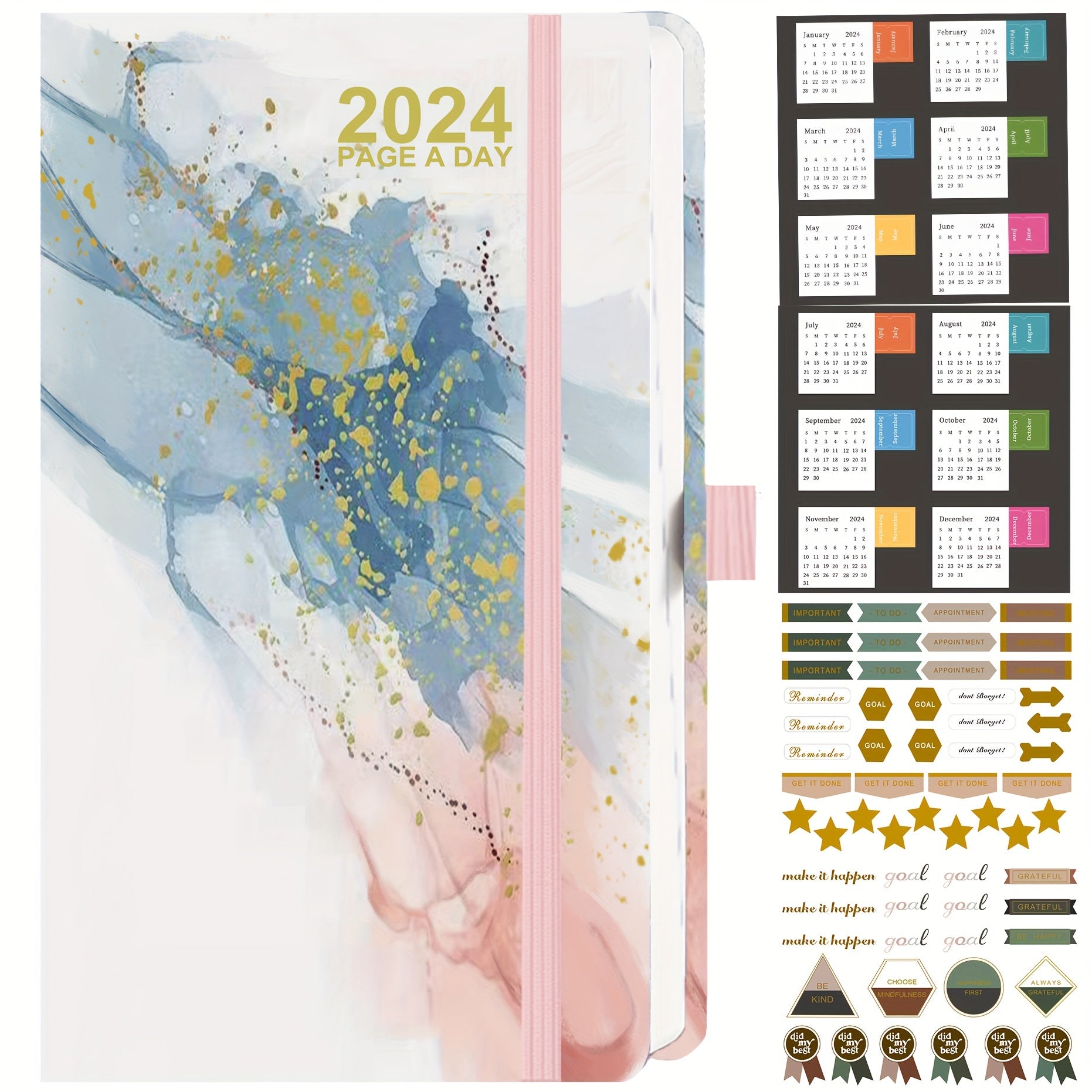 1pc A5 Page A Diary January-December Monthly Planners Banded Cover