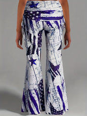 Independence Women's Plus Star & Stripe Ruched Flared Leg Pants