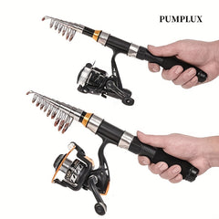 Compact Retractable Fishing Rod for Freshwater Saltwater Ice Fishing