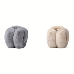 Women's Beige Winter Ear Muffs - Adjustable and Foldable, Soft and Warm