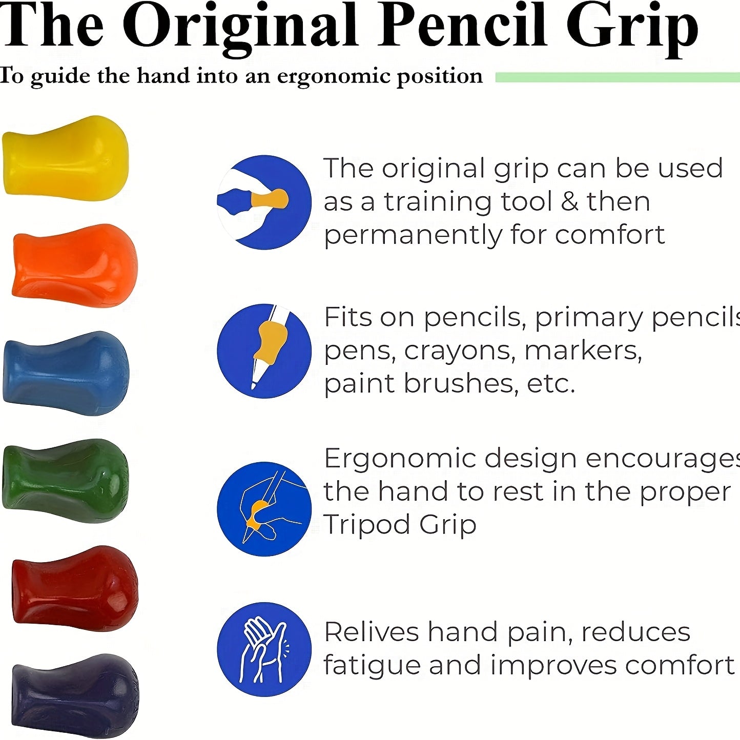 2 Colored Silicone Pen Grips - Writing Aid for Improving Posture