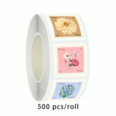 500pcs Floral Stickers Vintage Pastel Designs Self Adhesive Labels
