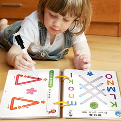 Educational Handwriting Practice Copybook with Colorful Alphabet & Shapes