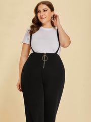  Zipper Wide Leg Overalls High Rise Overalls