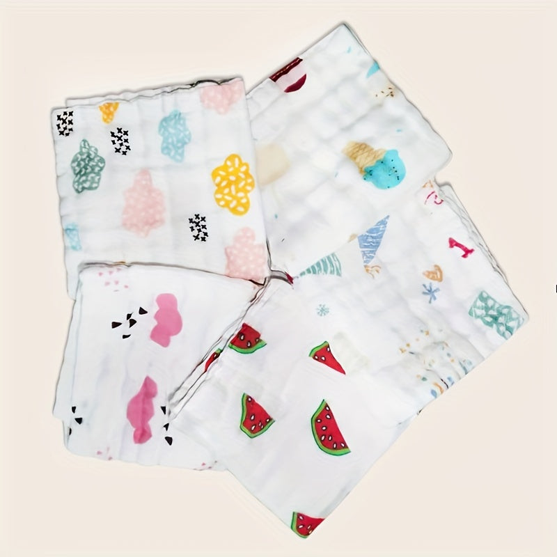 5pcs Baby Towels Cartoon Gauze Square Towels